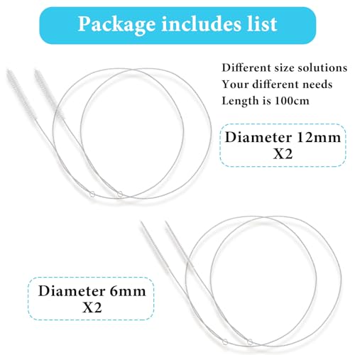 Afvoerborstel, 4 stuks, extra lange roestvrij stalen pijpreiniger, multifunctionele flexibele schoonmaakborstel voor het voeden van buis, schuifdak Tap, Koelkast Drain en Auto (4 stuks)