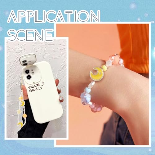 30 st Ster en Maan Acryl kralen Ronde met Star Glitter Acryl kralen Ronde en Maan kralen Grote Hole Star Spacer kralen voor DIY armband oorbellen maken, Geel 3