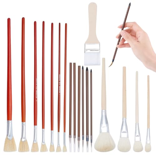 18 Stks Verf Borstelset, Wollen Kunst Borstel Gereedschap Aardewerk Glazuur Borstels Set Keramische Borstels Set voor Aardewerk Olie Acryl Aquarel Creatie