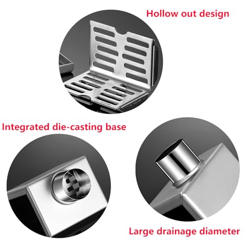 1 stuk roestvast stalen vloer afvoer, hoekvloer afvoer, zijafvoer, geurdicht, balkonwand afvoer, voor 50 mm leidingen 3