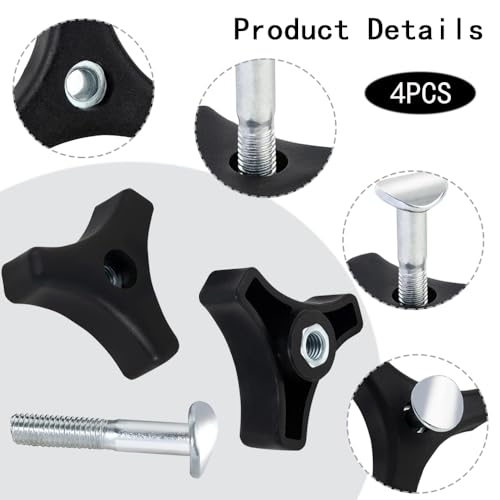 4 st. Gazonmaaier Handle Knobs Nut Bolt, Universal Plastic Lawn Mower Wing Nut en Triple Hoek maaier handvat Bolts grasmaaier onderdelen en accessoires voor de meeste 3