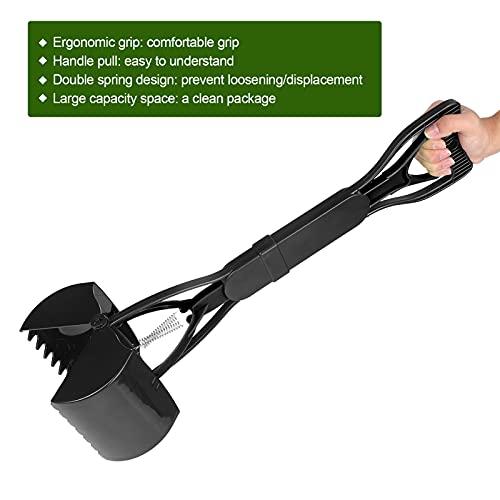 Pet Long Steel Jaw Poop Scoop, Jaw Poop Scoop Shovel Pick Up Pet Poop Pickuper met 1 X handvat voor Puppies voor Shovel Dog Poop van gras voor grote honden(All Black) 4