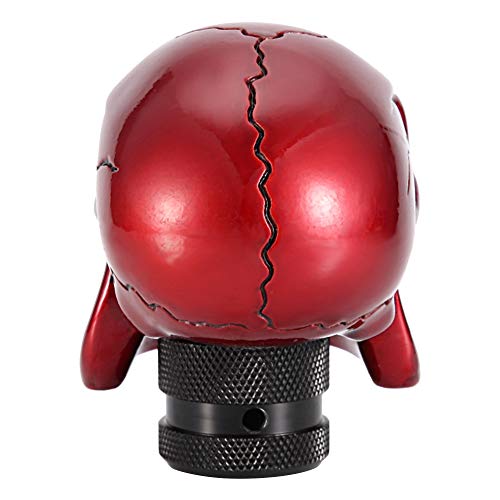 Shift Knob Head, Car Shift Knob Skeleton schedel hoofd auto gewijzigd Shift Knob Stick Lever Shifter Universal(Rood) 3