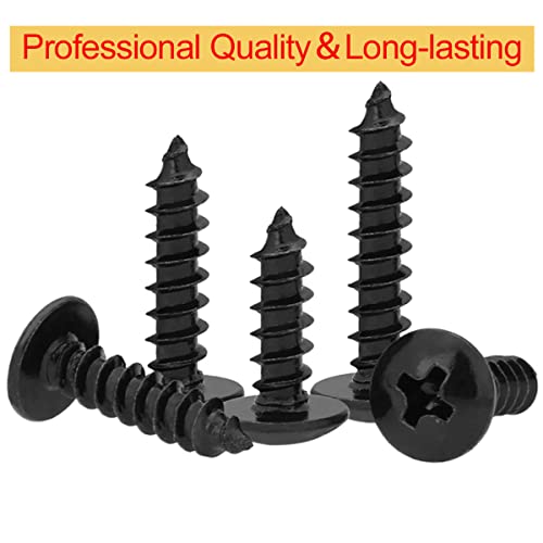 Verpakking van 50 Phillips Hoofd Schroeven M4 x 20mm Zelftappende Schroeven Ronde Hoofd Zwarte Paddestoel Hoofd Zelftappende Schroeven Kruis Groove Volledige Thread voor Plastic Hout Zachte Metaal 4