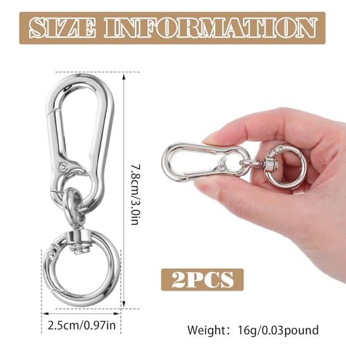 2 Stuks roterende karabijnhaak Metalen karabijnhaak Sleutelhanger met Swivel Joint Silver Removable Lobster sluiting voor DIY handtas, sleutelhanger, ambachten, Purse