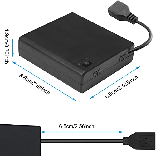 4 st. 4 AA Batterijhouder met USB Plug en Switch, 5V 4 x 1,5V Batterij-opslagbox Batterijhouder Aan/uitschakelaar voor LED Light RC-auto's 5