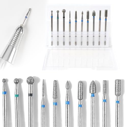 10 st. Nail Drill Bits Set, Cuticle Verwijderaar Boor Bits Electric Nail Drill Bit Kit 3/32" Carbide Nail Drill Bit Professional Drilldiamant Nagelborst Bits Set Manicure Grinding Head Tool