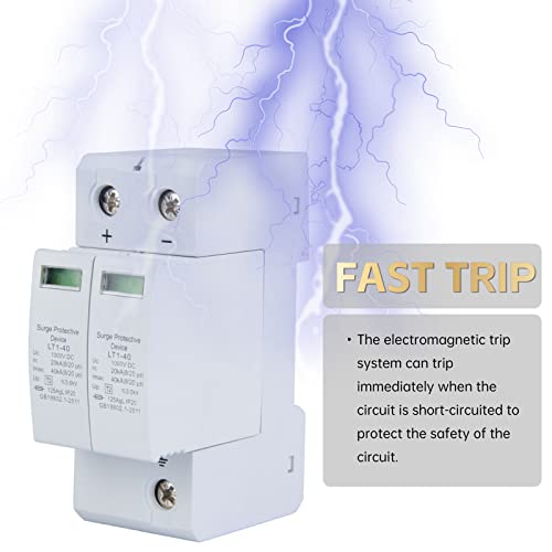 2P 40KA Surge Protector, DC Photovoltaic Lightning Protector, Low Voltage Arrester met Modular Assembly, 36 mm Guide Rail System, 1000 V (2P40KA) 4