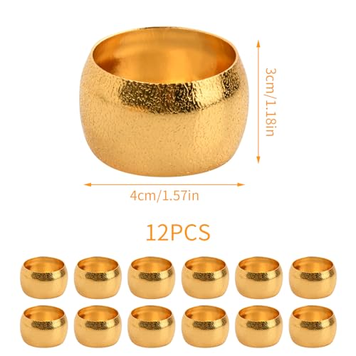 12 st. Napkin ringen zilver goud 4cm Rondmetaal Tafel Napkin Ringen Napkin Ringen met Gesp, Elegante Napkin Ringen voor Doekjes, Decoratie voor Party, Verjaardag, Bruiloft (Goud)
