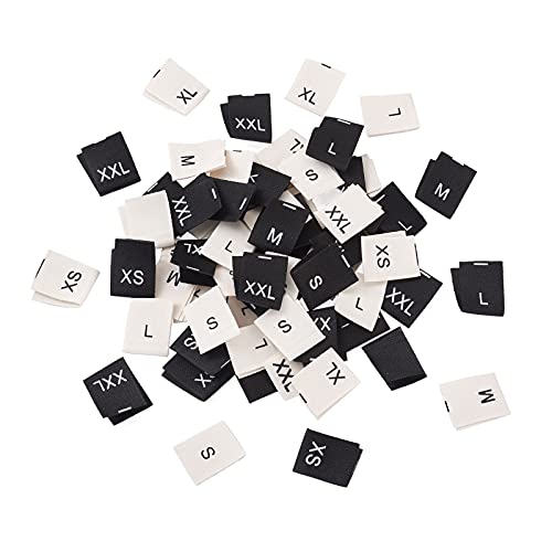 480st Naaimaten Label geweven Polyester Naaikleding Maat Tags Mode Geborduurde Lint Tags voor Naaien op Kleding T-Shirt Coat, 6 Maat XS/S/M/L/XL/XXL