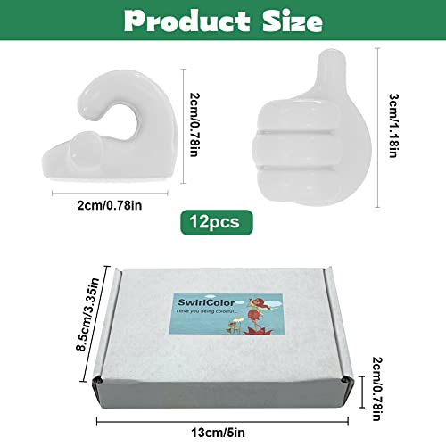 Zelfklevende kleine handhaak, 12 stuks Creatieve duimen omhoog muurhaak Zelfklevende haken Siliconen Kabel Neat Clips Handdoek Sleutel Kabel Organisatoren voor Keuken Badkamer Office 4