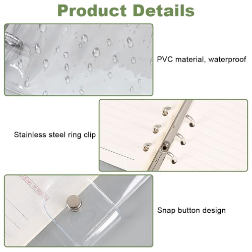 2 stuks PVC Binder, A6 Ring Binder Cover, Transparant, 6 gaten PVC Binder, A6 6 Hole Folder Cover, Geen Innerlijke Pagina's, Navulbare Ring Binder, Waterdicht, voor School, Huis, Kantoor 3