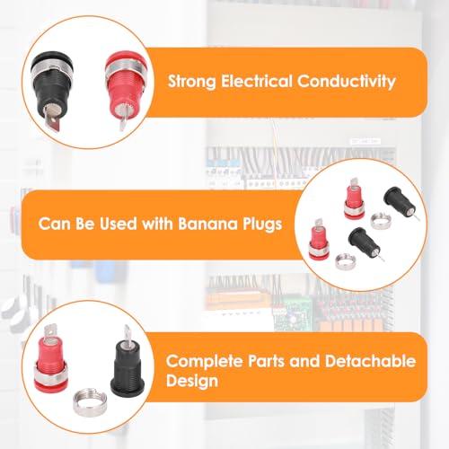 Banaanplug, 10 paar 4mm Banaan Plug Banana Plug Safe Return Type Rood Zwartgoud Vergulde Banana Jack voor elektronische industriële apparatuur 5