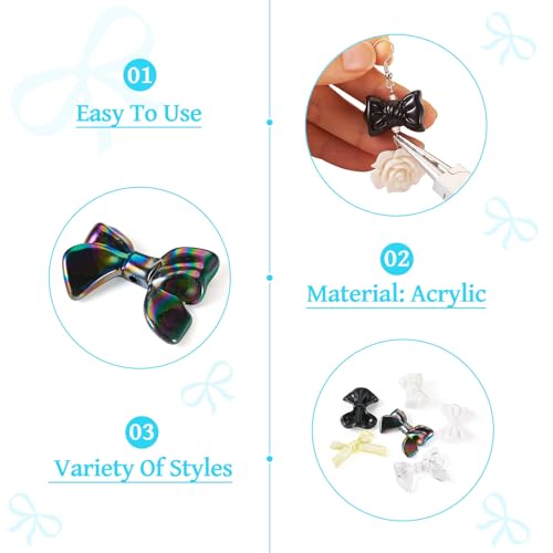 60 st Bow Acryl kralen zwart wit Bow esthetische armband kralen diverse ambachten kralen Bulk voor ketting oorbellen sieraden maken 4