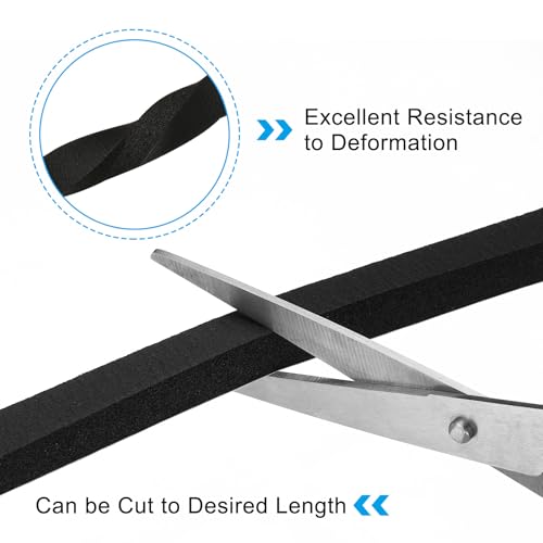 Weerstrippen voor deuren, 2 Rolls 3/8" B x 3/8" T Schuimafdichtingsband, Zelfklevende isolatiestrip voor deurvensters, Airconditioning, zwart (6.56 voet lengte) 4