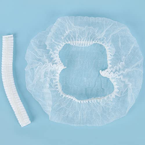 100 stuks wegwerppet, Non-woven stof haarnet voor Salon, Fabriek, Dubbele Rubber Band, Grote Ruimte, Stofdicht (Wit) 4