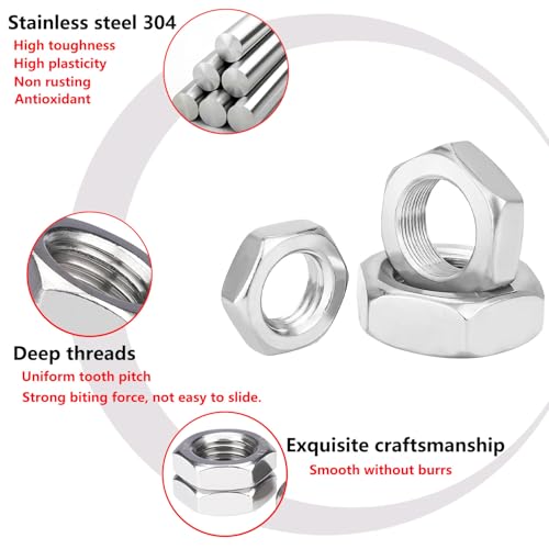 Zeshoekmoeren M6 roestvrij staal, 30 stuks voor schroefdraadschroeven en schroefdraadstangen 5