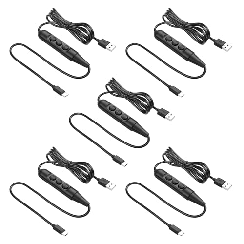 USB Man Kabel met Aan/uit Schakel naar USB C Man, USB 2.0 naar Type C 6-Speed Dimmer Switch Power Cable, voor LED Strips, Tafellampen en andere 5V-apparaten (1.5M/4.9FT)