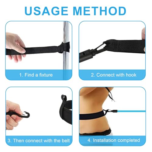 Trekkoord voor zwemmen, 4 m verstelbare zwemtouw voor zwembad en volwassenen, met opslag Net Bag, Zwemgordel, Zwemgordel voor Zwemmen, Krachttraining, Watersport 5