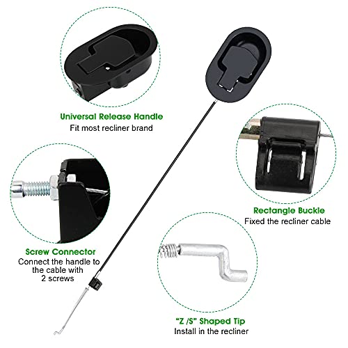 Fauteuil Onderdelen Universele Recliner Release Pull Handle Vervanging Onderdelen Aluminium Legering Pull Recliner Handvat Bank Release Lever met Recliner Kabel Past Grote Recliner Merken 3