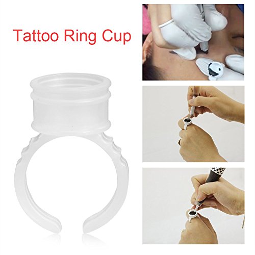 100 st tattoo ringen bekers, voor wegwerp tattoo inkt ring, make-up wenkbrauw lip tattoo pigmenten houder container beker(Medium zonder divider) 4