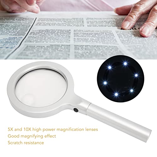 Vergrootglas met Licht5X 10X Handheld Vergrootglas 2 LED Verlicht Vergrootglas,Vergrootglas met Twee Helderheidsniveaus Leesvergrootglas Pocketvergrootglas 3