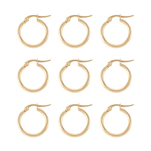 6 Paren Roestvrij staal ronde cirkel Hoop oorbellen 20mm Gouden Kleine Ring Hypoallergeen oorbellen voor vrouwen meisjes
