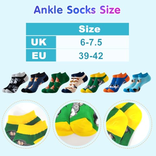 Vrouwen Sokken Katoen 7 paar Wekelijkse Grappige Sokken met Honden Motief Comfortabele Katoenen Sokken voor Vrouwen, Maat 39-42, Multiverpakking, Multi-Kleur., Meerkleurig., 39-42 3