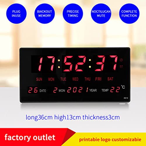 LED Digitale wandklok Digitale kalender Wandklok Grote weergave Nauwkeurige bureaublad hangende elektronische kalenderklok met binnentemperatuur 100-240V 5
