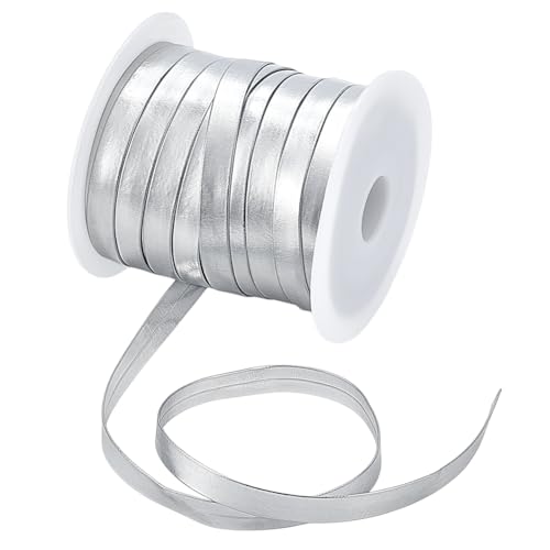 20 m kunstlederen band, 1 cm platte metalen lederen banden, glanzende leer, kanten afwerking voor kleding, naaien, knutselen, pakken, zilverleurig