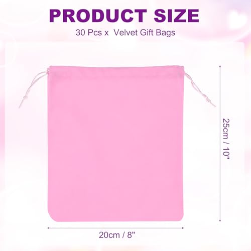 30 stuks fluwelen zakken met trekkoord, 17,5 x 13,2 cm grote fluwelen doek sieraden geschenkzakjes met trekkoord, kanunst snoepzakstofzak voor bruiloft, verjaardagsfeestje Kerstmis, roze