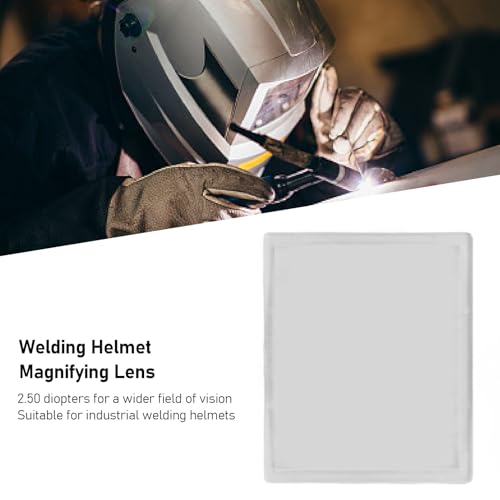 Lashelm vergrootglas, Lashelm lens lassen helm vergrootglas 2.50 Diopter Helder PC Plastic Vergrootglas voor industriële lashelmen 3.54x4.25 Inch 3