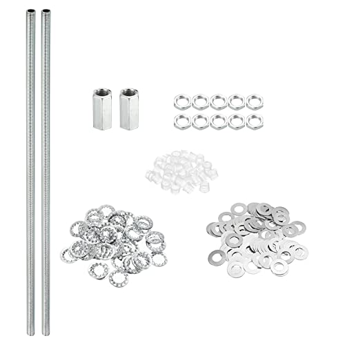 M10 schroefdraad 16.54 inch lampenbuisset met sluitmoeren ringen, bevestigingen assortiment hardware voor kroonluchter plafond DIY licht, zink coating