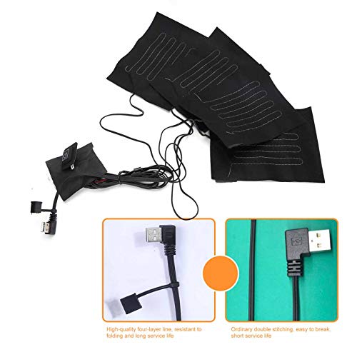 Verwarmingskussen voor USB Vest, 4 in 1 Warm-up Kleding Vestjas Pads USB Verwarmingsfolie Elektrische Verwarmingskussens Stof voor de Winter 3