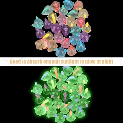 36 st. Mini Resin Axolotl Miniatuur Dinosaurus Figurines, Glow in the Dark Small Animal Figures Verberg kleine lichtgevende Charm Ornament voor DIY Home Tuin Decor (6 kleuren, 2 stijlen) 5