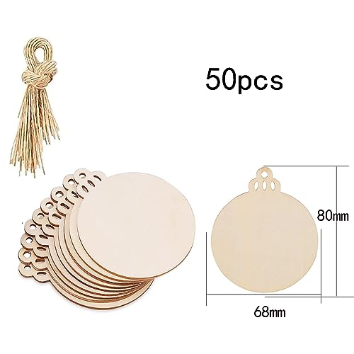 Kerstmis boom sieraden hanger Kerstmis decor houten hanger met touw DIY boom hangen ornamenten werk handgemaakt voor decor (Kerstbal)