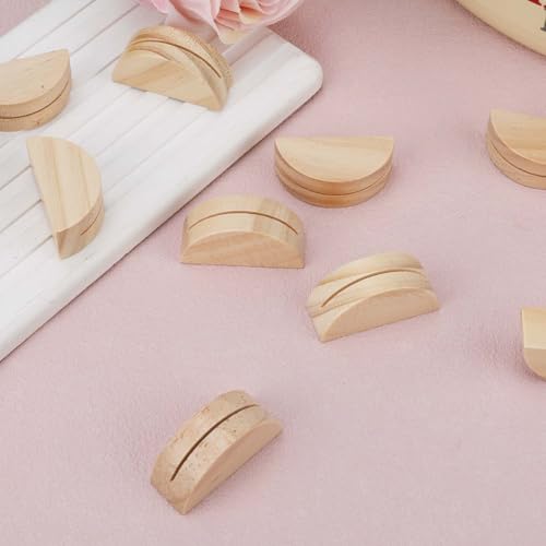 30 st. Tabelnummer Stands, Hemisphere houten naamkaarthouder voor foto's Naamkaarten Menu Herbruikbaar Tafelbordhouders voor bruiloften Restaurants Banketten Verjaardagsfeesten (Wood Color) 5