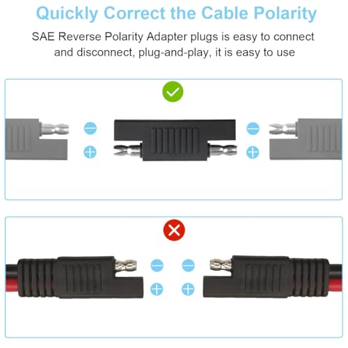SAE Polishing Adapter, SAE naar SAE Plug Adapter, Kabelplug, Quick Release voor SAE Extension Cable, Solar Panel, Auto, Motorfiets, Caravan, Pack van 6 5