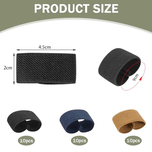 30Stuks riemlussen voor broeken Elastische riemhouders Rugzakhouder Nylon Webbing Outdoor Keepers Hoops Accessoires voor het beveiligen van riem Rugzakken Slings, Multicolor, S