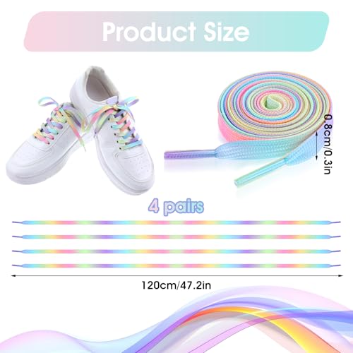 8 Stuks 120 cm Rainbow Laces, Kleurrijke Flat voor Trainers, Regenboog Gradient Laces voor Sneakers Running Shoes Sportschoenen 5