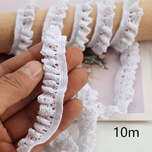 Vintage Lace Ribbon Cotton Lace Ribbon Decor Band Decoratieve Band Kant Stof Kant Band voor Naaiwerk Bruiloft Decoratie Scrapbooking Gift Box Wit 10 m