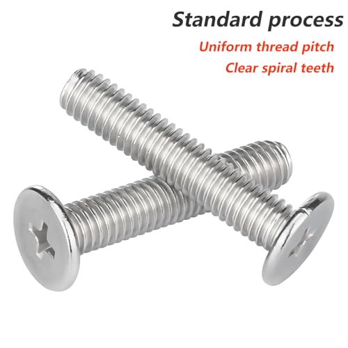 20 st M6 x 10mm dunne platte kopschroeven, roestvrij staal 304 Phillips Schroeven, Machineschroeven, Volledige draad 5