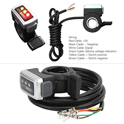 Thumb Throttle, 6 Wire Thumb Throttle met aan/uit schakelaar Batterijindicator 22mm Aperture voor elektrische fiets Scooter (24V) 3