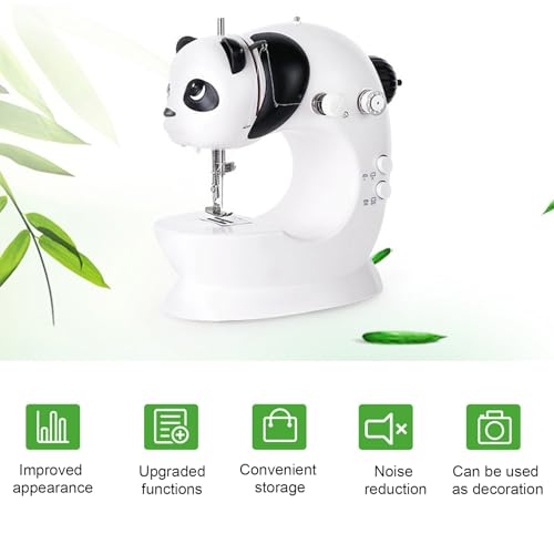 Compacte naaimachine, dual flow elektrische naaimachine met dubbele draad, 2 snelheden en CE-certificering voor beginners (25 x 20,5 x 11 cm)