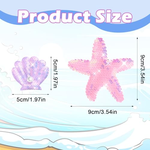 Verpakking van 6 zeesterren Shell Hair Accessoires, Glitter Sequins Hair Clips Headgear, Star Pearl Headwear Hair Clip Accessoires Sequins Hairpins voor vrouwen en meisjes 4