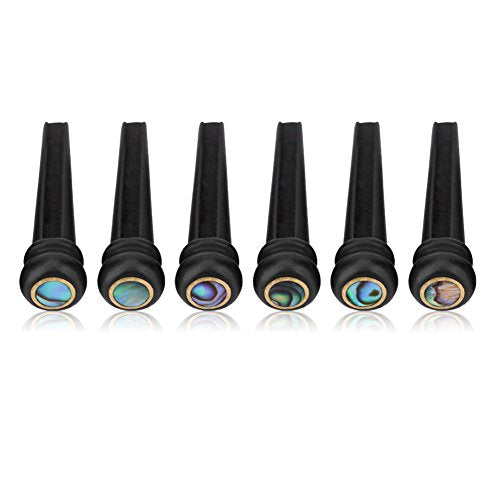 6Pcs Folk Guitar Bridge Pins, Ebony Bridge Pins Met Abalone Shell voor 6 String Akoestische Volksgitaren