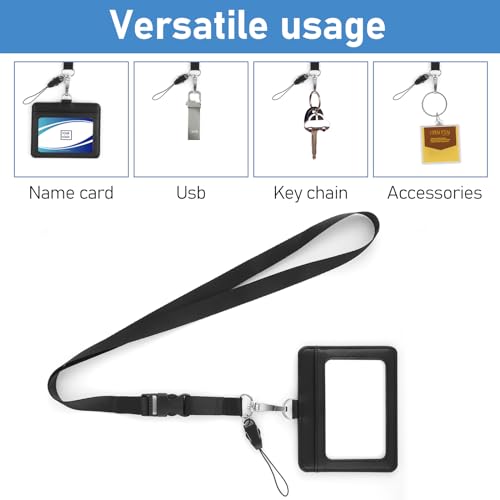 Originele Lederen ID-badgehouder met Lanyard, 2 Card Slot ID-kaarthouder Zachte Lederen ID-kaarthouder Waterdichte Duidelijke ID Window Card Beschermer Naam badge geval voor School Office Supplies