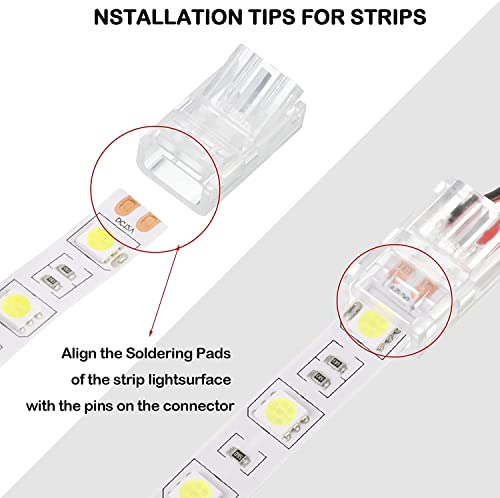 Pak van 20 LED Strip Connectors, 2 Pin, 8 mm, Solder-free Strip Connector, 2-Pin Connector, Connector, voor SMD 5050/3528 Plain LED Stripes, Stripes, 5V, 12V, 24V 5