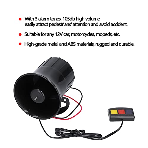 Car Alarm Horn 12V 30W 105db Autohupe 3 Töne Notwarnalarm sirene voor auto brommers, zwart, mode 5