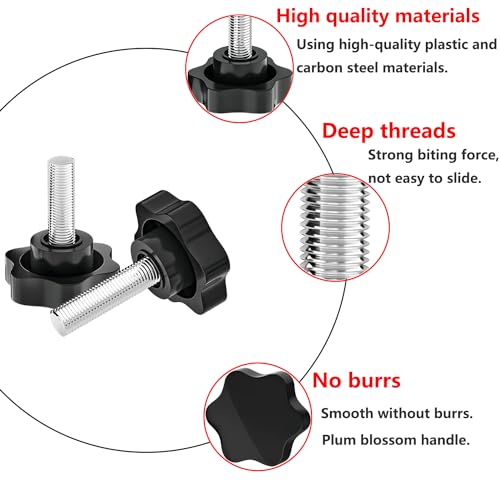 Verpakking van 4 Sterren Grip Knobs, Klem Schroef Knob, M6 x 20 mm duimschroef, Plastic Plastic Ster Grip Schroeven, voor machines en apparatuur 3